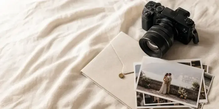 Kamera, düğün fotoğrafları ve teslimat albümü